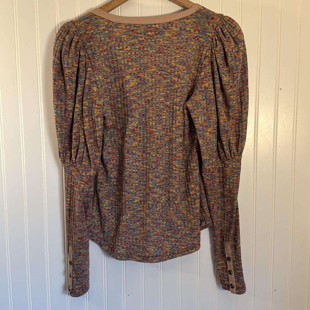 By Anthropologie Women’s Puff Long Sleeve Knit 1/4 Button Down Henley Size Small - Picture 11 of 16